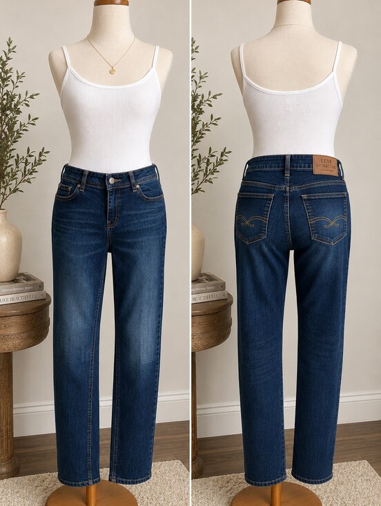 Levi's Denim - Levi Strauss Signature Gold Women’s 16 Long Straight Leg Jeans W33 L34 Dark Wash